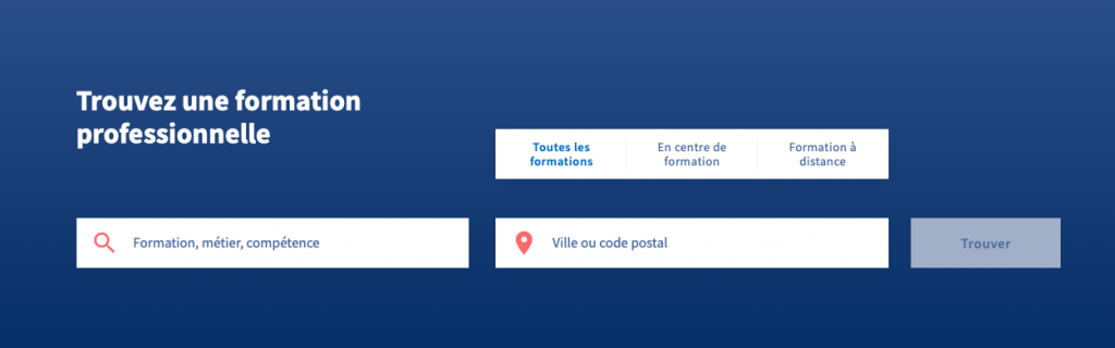 Interface du site mon compte formation pour trouver la formation recherchée